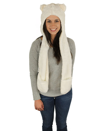 Hooded  Polar scarf with hooded mittens Scarf Bear