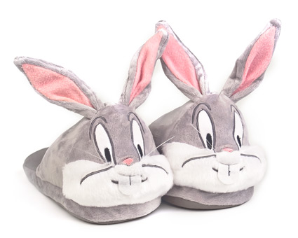 A pair of bugs bunny slippers