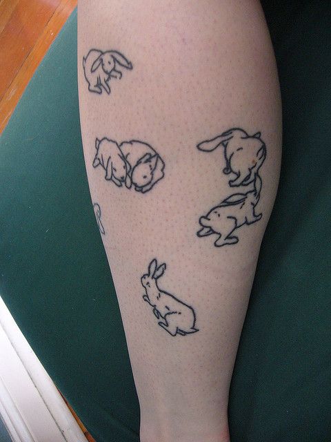 Rabbit tattoo inspired by her daughters drawing