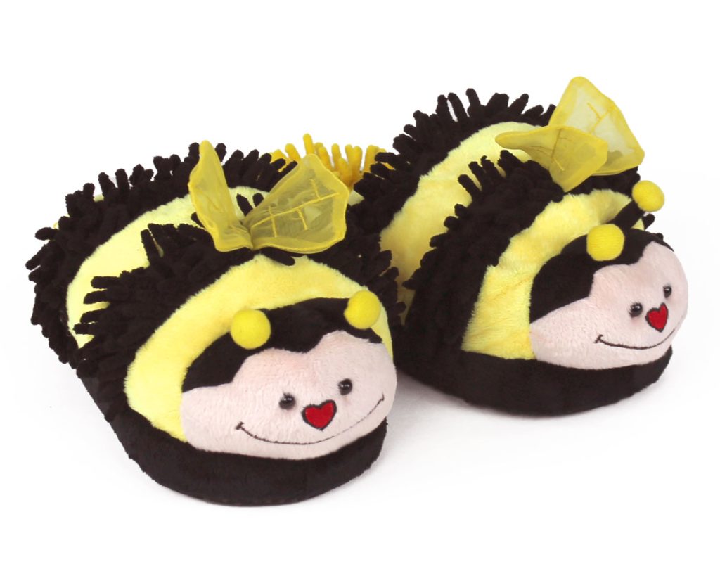 pair of plush bumblebee slippers