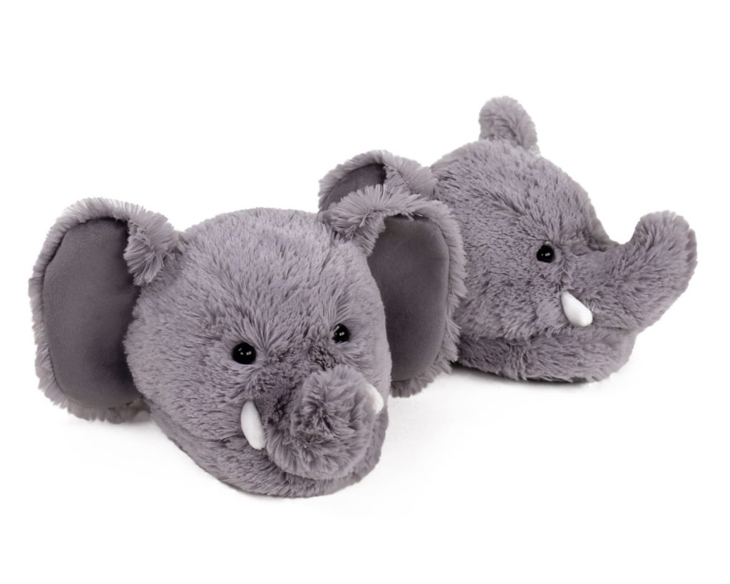 pair of plush elephant slippers