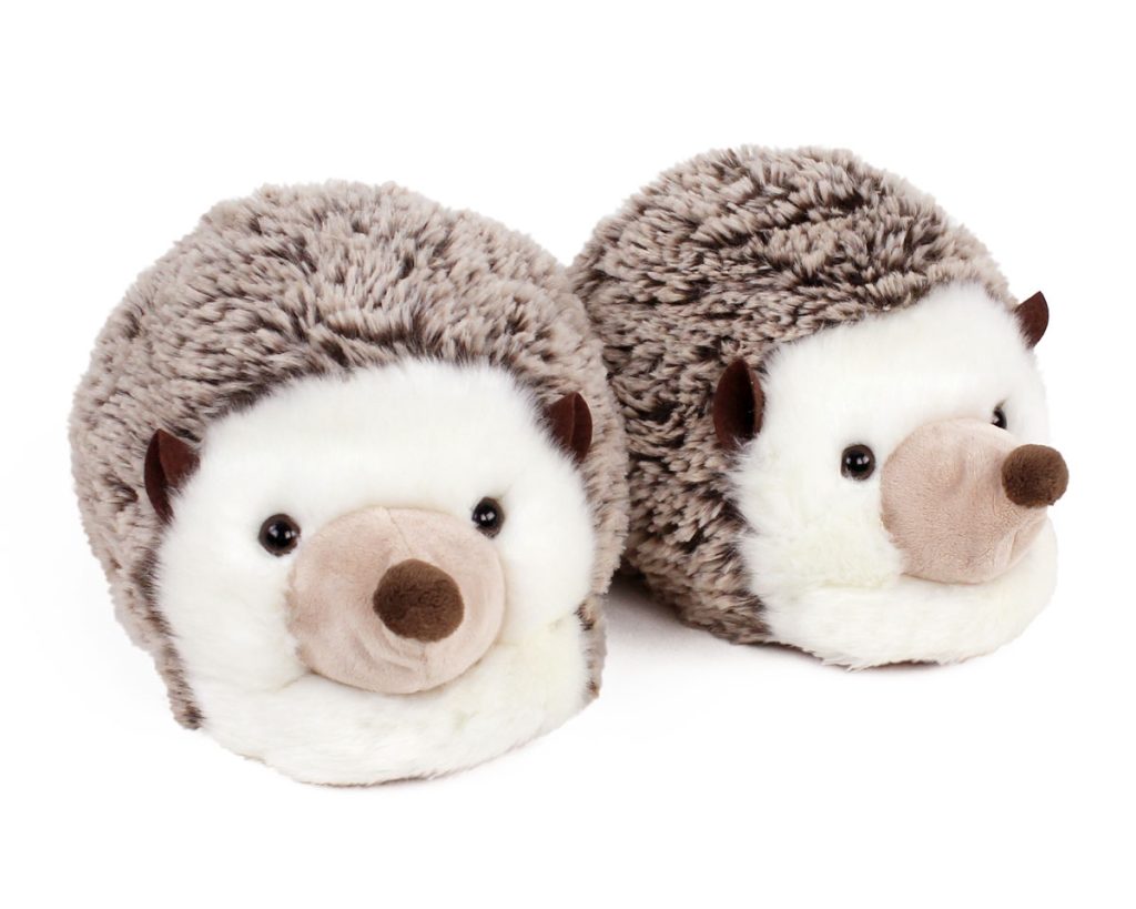 plush fuzzy hedgehog slippers