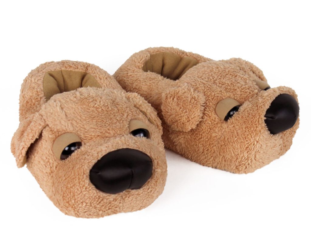 pair of plush hound dog slippers