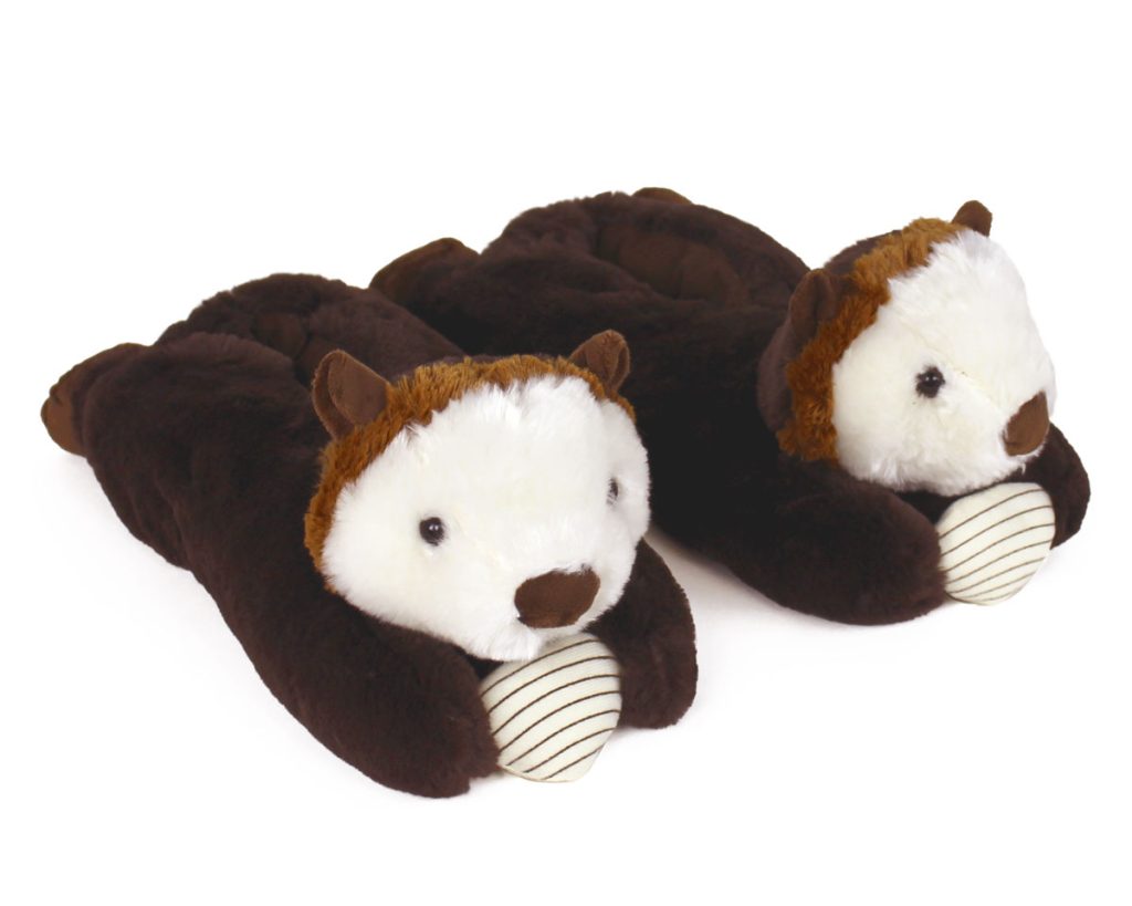 plush otter slippers