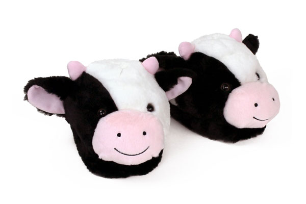 fuzzy cow slippers