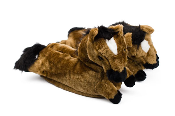 brown horse slippers