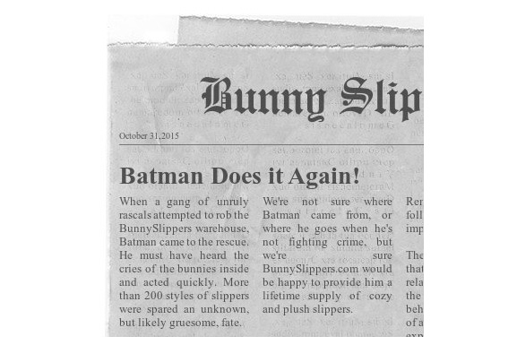 batman costume newspaper