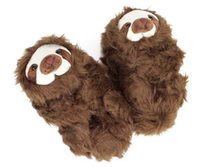 Kids Novelty 3D Sloth Slippers Character Plush Mules Booties Xmas Gift Size 