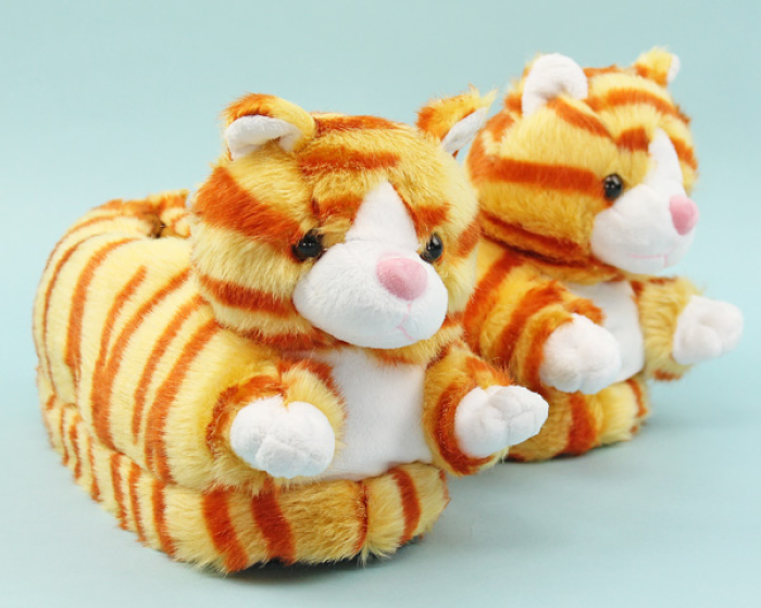 plush cat slippers