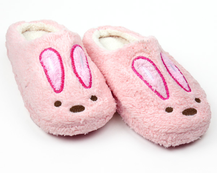 Fuzzy Pink Bunny Slippers 1