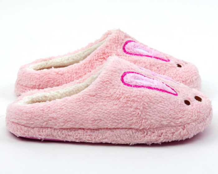 Fuzzy Pink Bunny Slippers 2