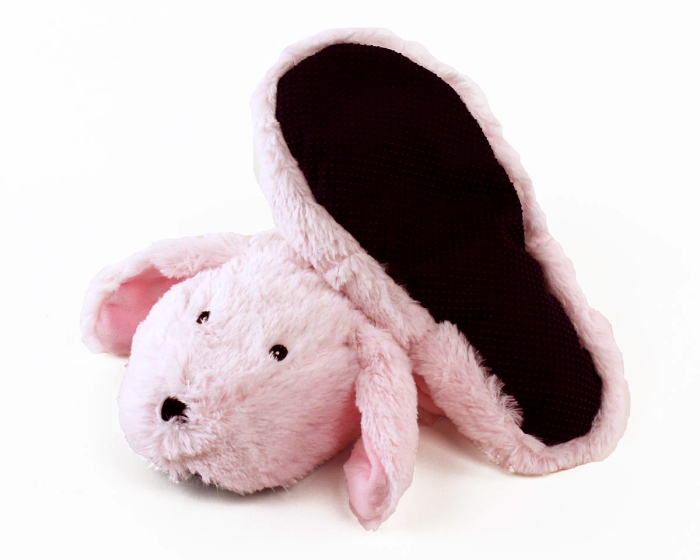 Cozy Pink Bunny Slippers Bottom View