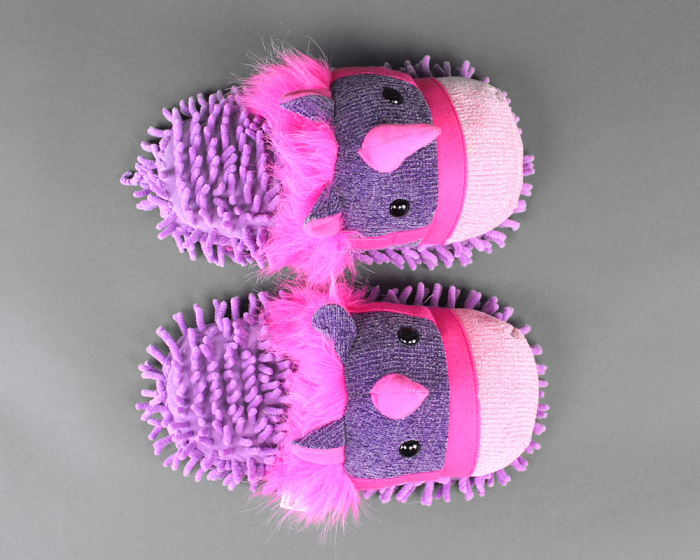 Fuzzy Unicorn Slippers Top View