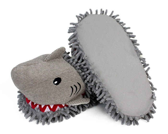 Fuzzy Shark Slippers Bottom View