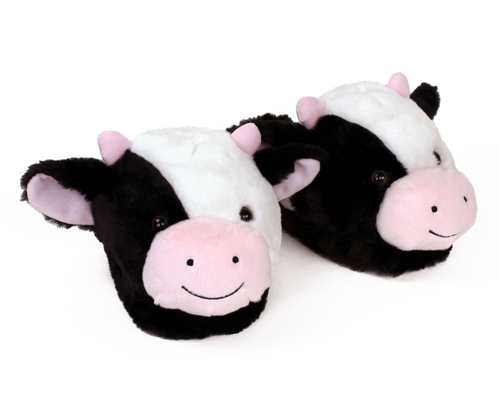 Fuzzy Cow Slippers View 1