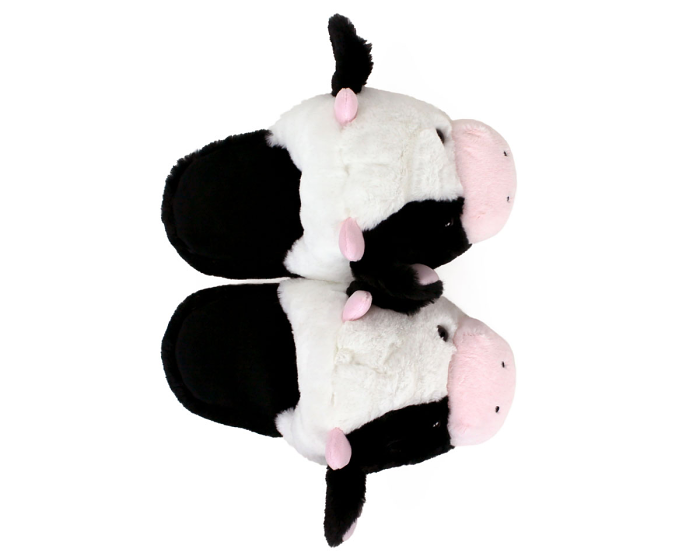 Fuzzy Cow Slippers Top View 