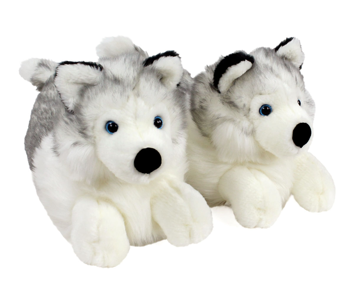 Husky Dog Slippers 3/4 View