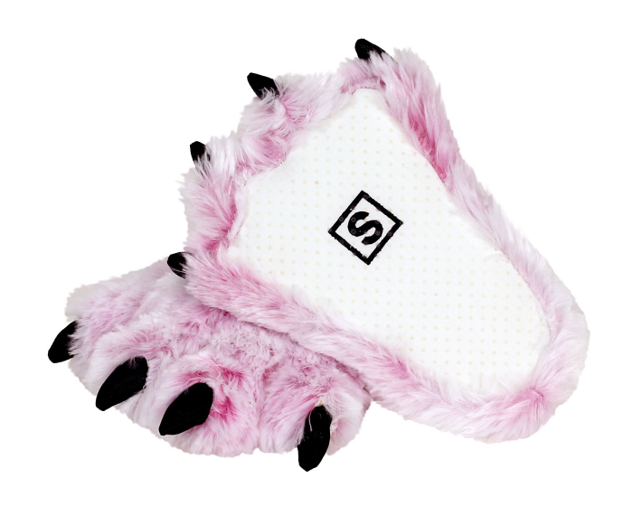 Pink Tiger Paw Slippers Bottom View