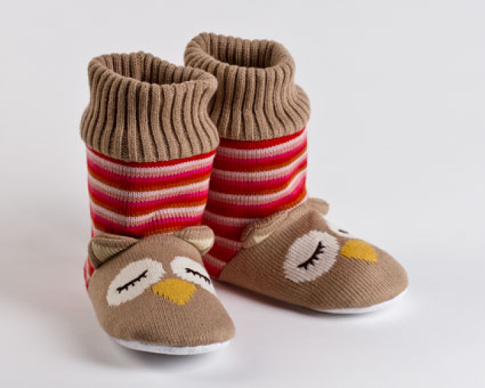 Knitted Sock Owl Slippers 1