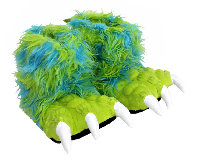 Kids Green Monster Claw Slippers 3/4 View