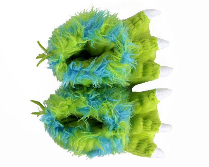 Kids Green Monster Claw Slippers Top View