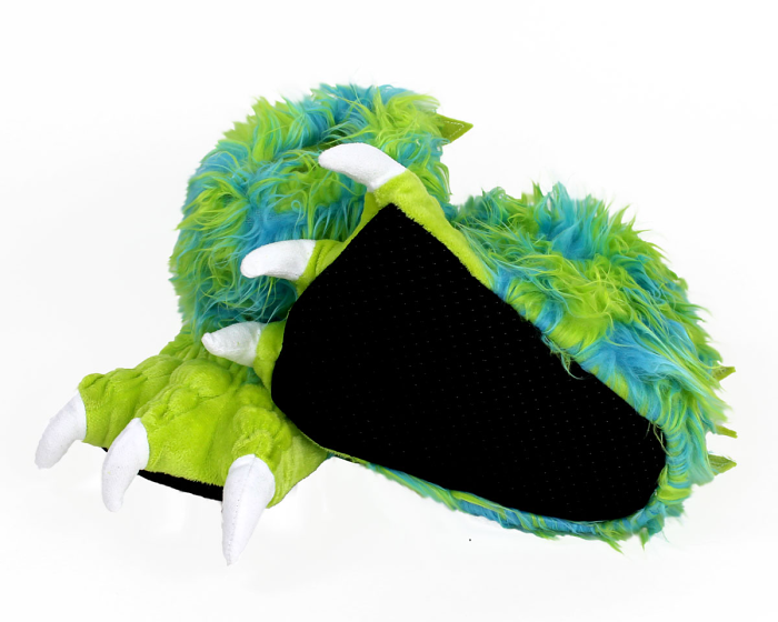 Kids Green Monster Claw Slippers Bottom View