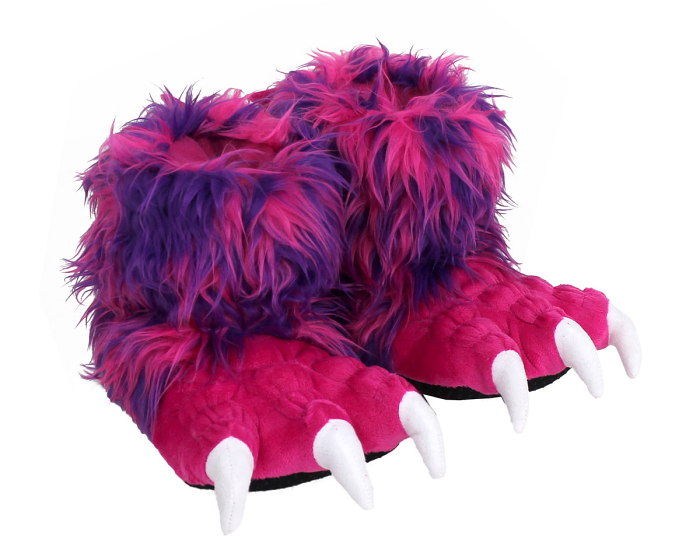 Kids Pink Monster Claw Slippers 3/4 View