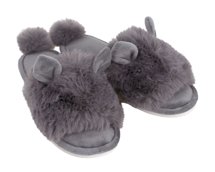 Grey Bunny Hop Slippers 3/4 View