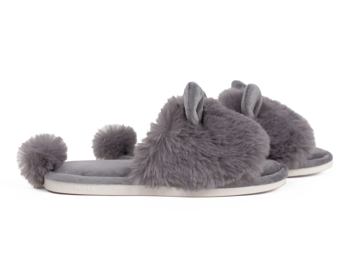 Grey Bunny Hop Slippers Side View