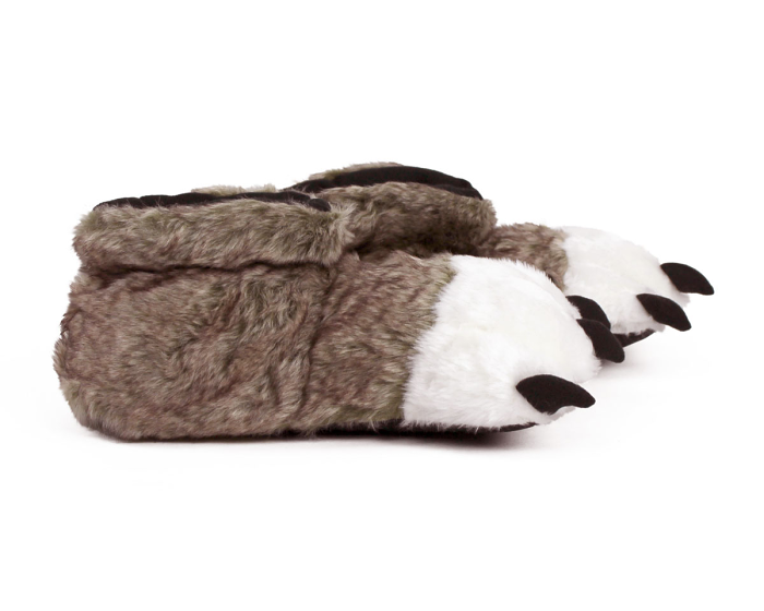 Brown Wolf Paw Slippers Side View