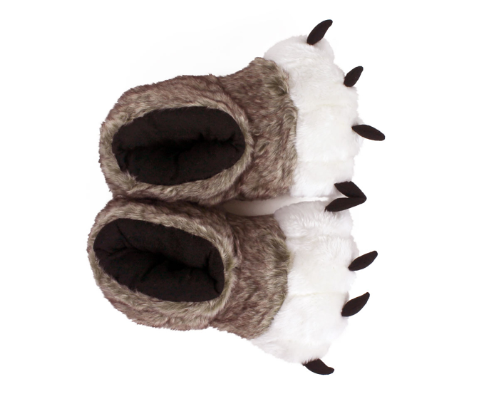 Brown Wolf Paw Slippers Top View