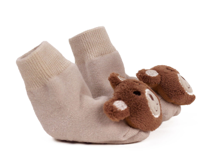 Teddy Bear Baby Rattle Socks Side View