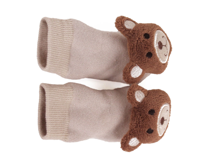 Teddy Bear Baby Rattle Socks Top View