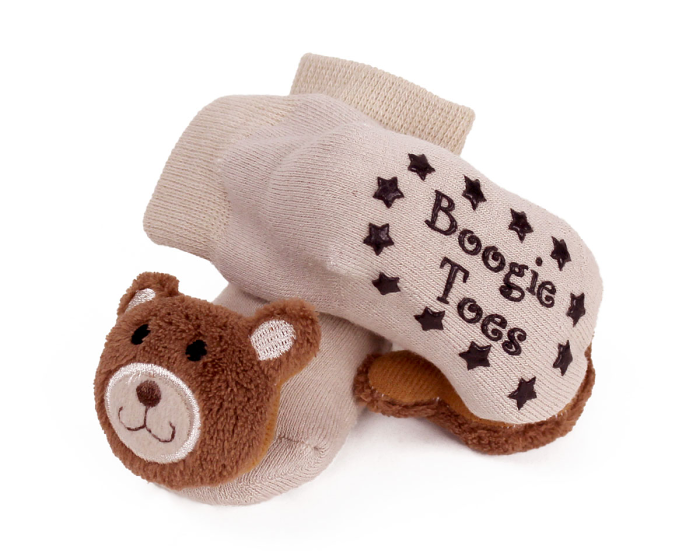 Teddy Bear Baby Rattle Socks Bottom View