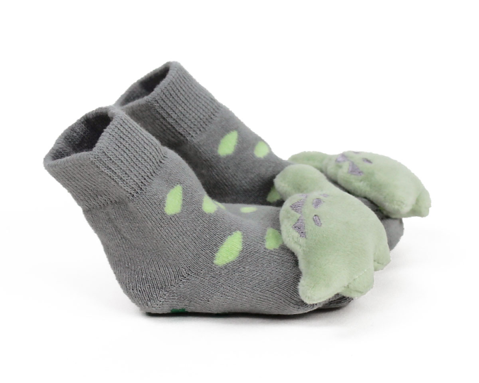 Dinosaur Baby Rattle Socks Side View