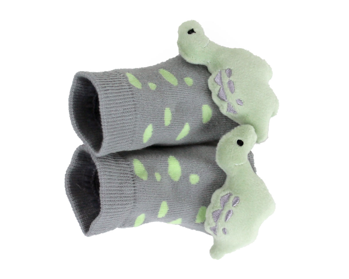 Dinosaur Baby Rattle Socks Top View