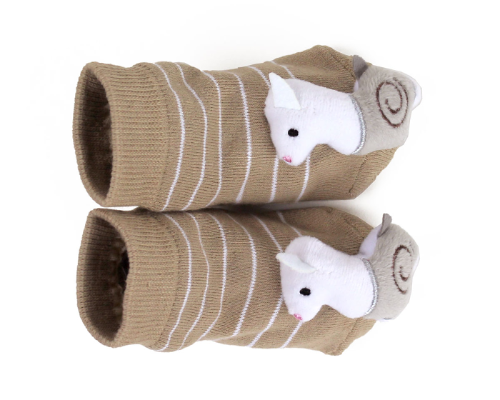 Llama Baby Rattle Socks Top View