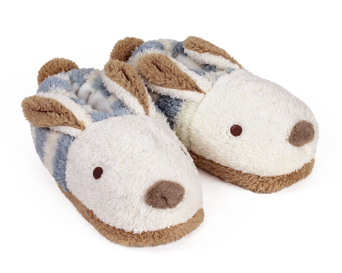 Blue Stripe Bunny Slippers 3/4 View