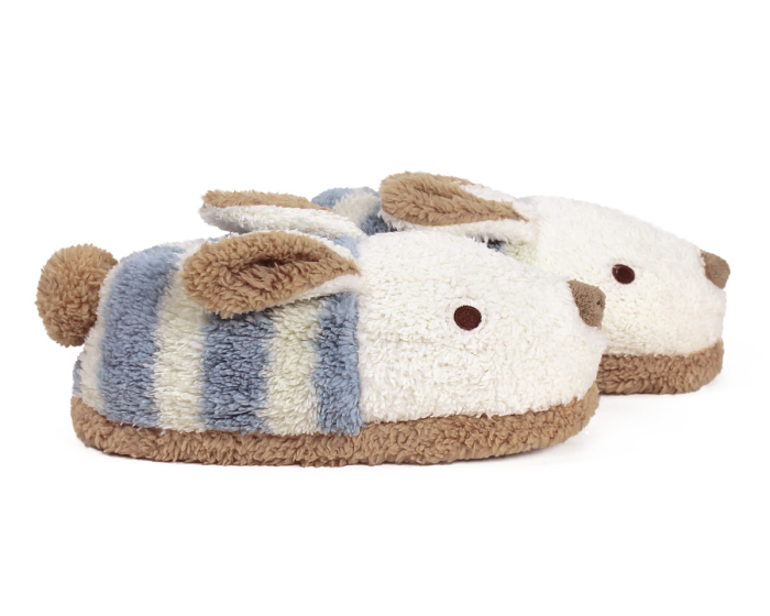 Blue Stripe Bunny Slippers Side View