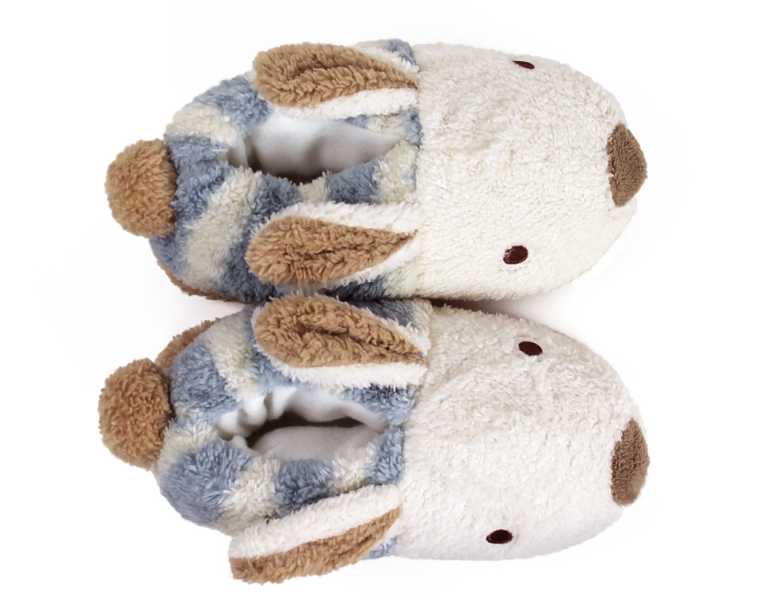 Blue Stripe Bunny Slippers Top View