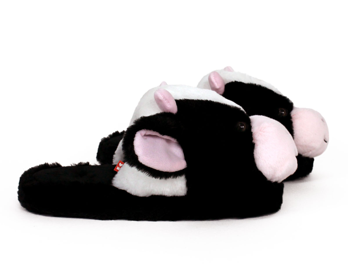 Fuzzy Cow Slippers Side View 