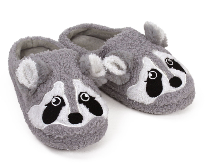 Gray Raccoon Slippers | Plush Raccoon Animal Slippers