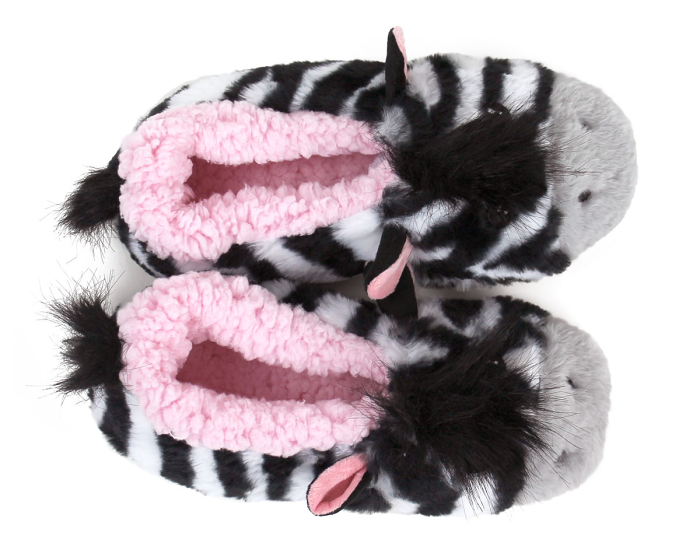 Zebra Sock Slippers Top View