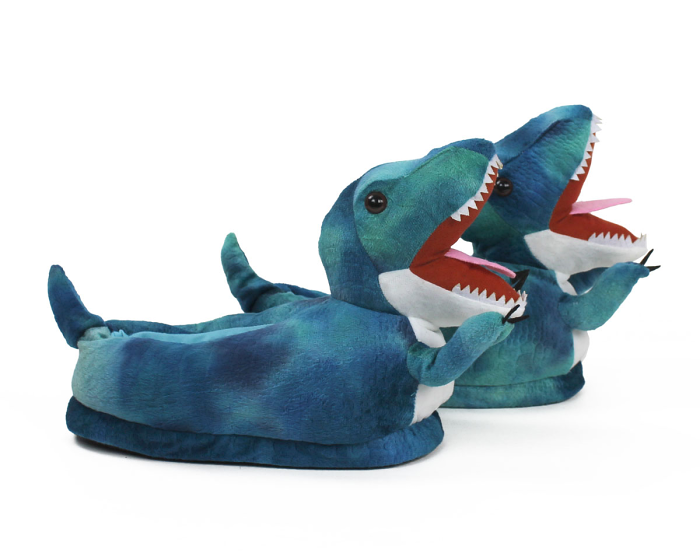 Blue T Rex Slippers Side View