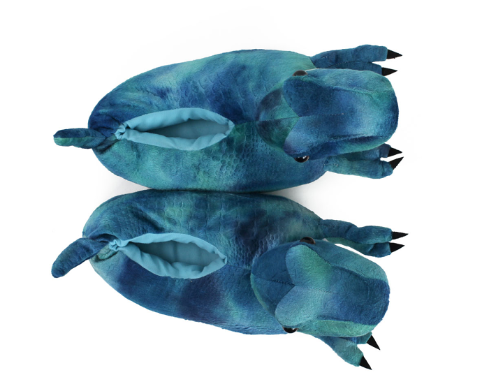 Blue T Rex Slippers Top View