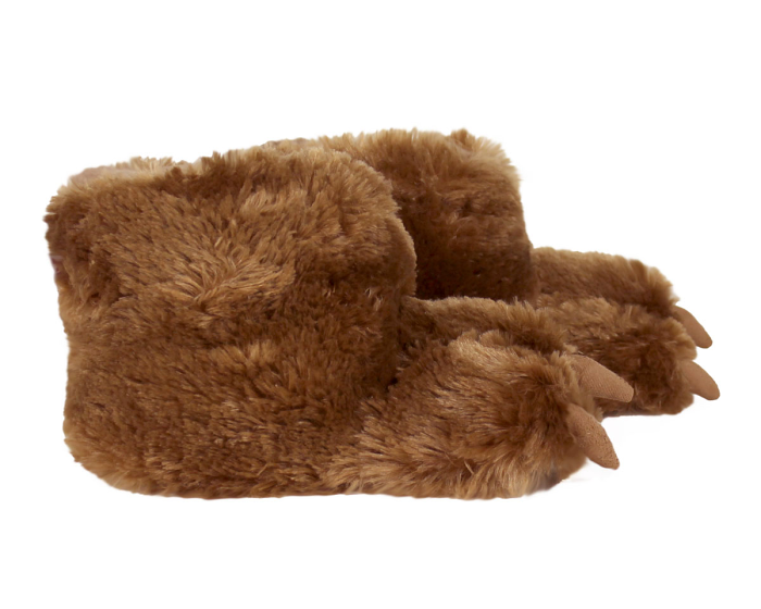 Kids Brown Bear Paw Slippers Side View