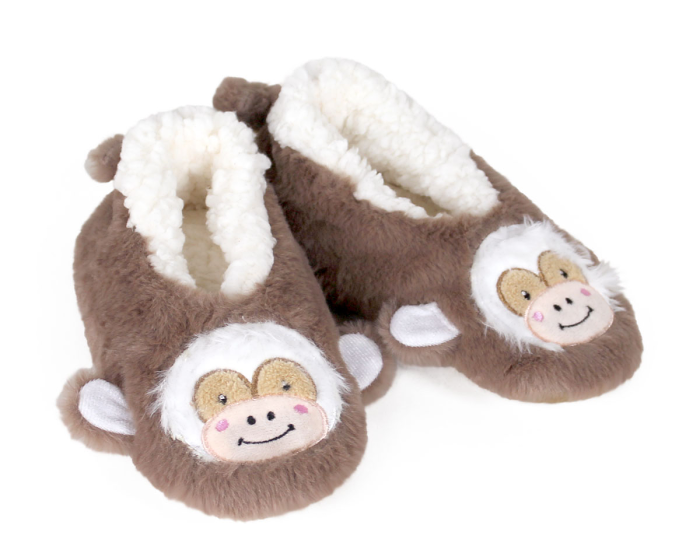 Kids Monkey Sock Slippers 3/4 View