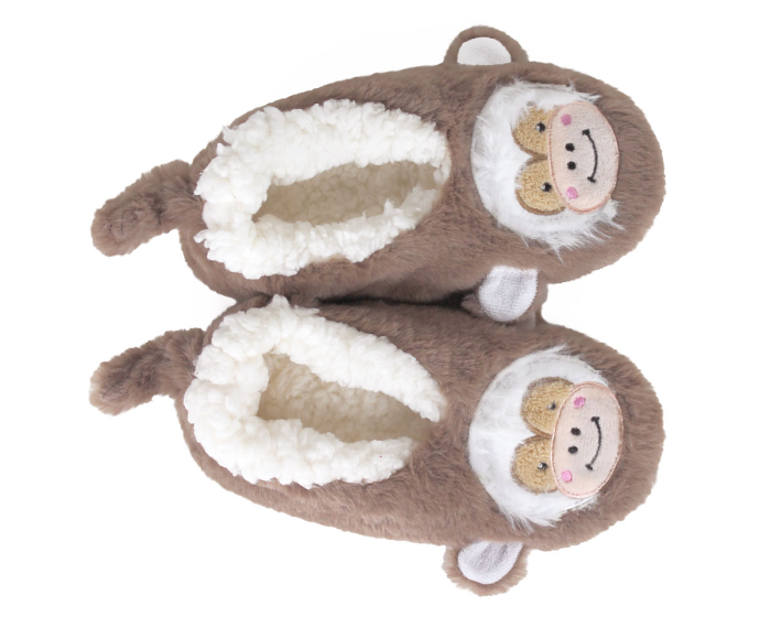 Kids Monkey Sock Slippers Top View