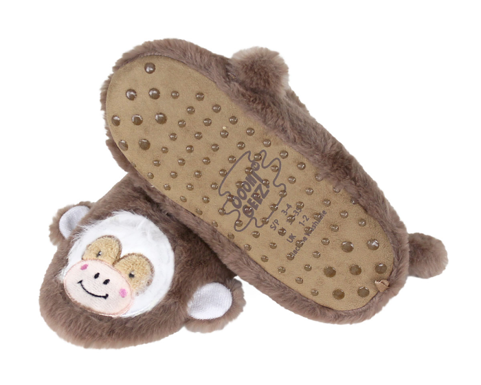 Kids Monkey Sock Slippers Bottom View