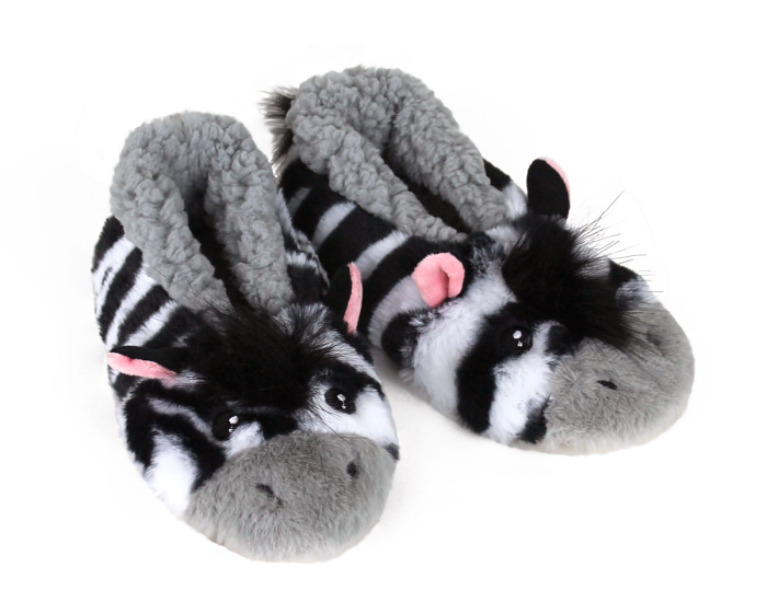 Kids Zebra Sock Slippers 3/4 View